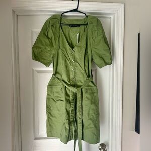 New York & Co Green Button-Down Dress